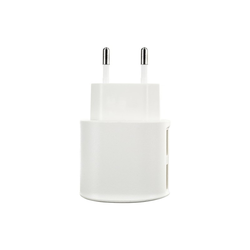 Mini base de chargeur secteur double entrée USB 2A blanche