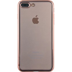 Coque pour iPhone 7 Plus/8 Plus - semi-rigide transparente et contour métal rose