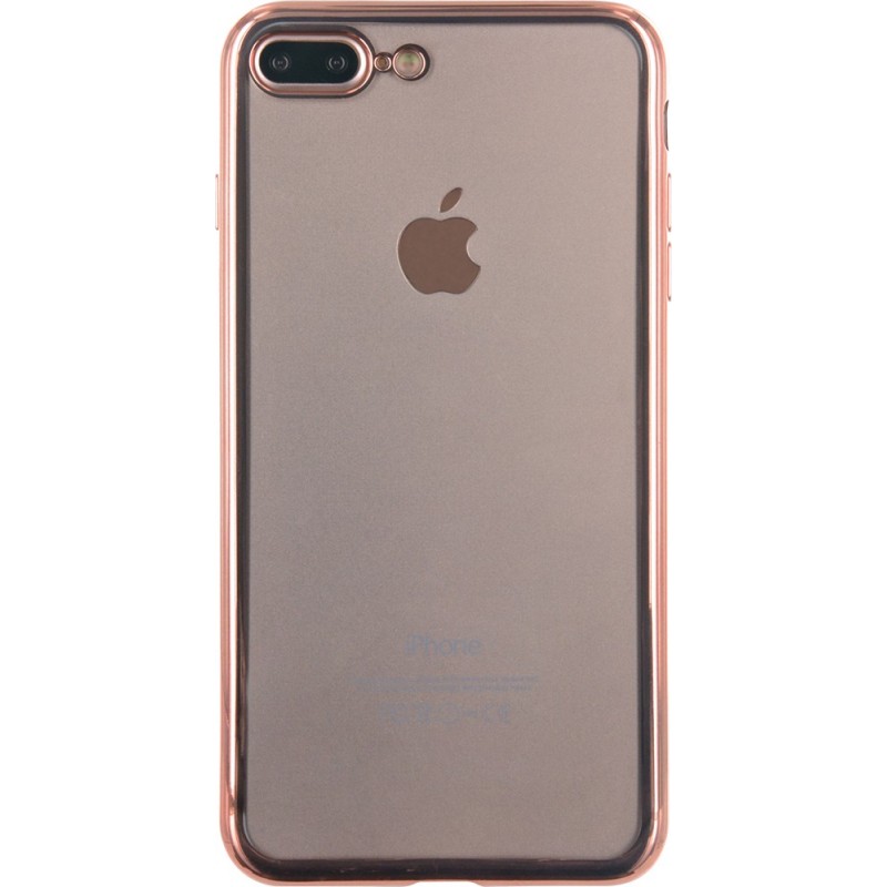 Coque pour iPhone 7 Plus/8 Plus - semi-rigide transparente et contour métal rose