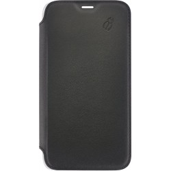 Etui pour iPhone X - folio Beetle Case en cuir noir et arrière transparent 