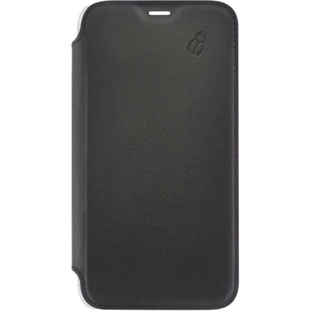 Etui pour iPhone X - folio Beetle Case en cuir noir et arrière transparent 