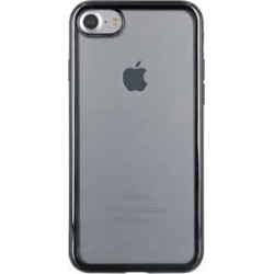 Coque pour iPhone 6/6S7/8 semi-rigide transparente et contour métal gris