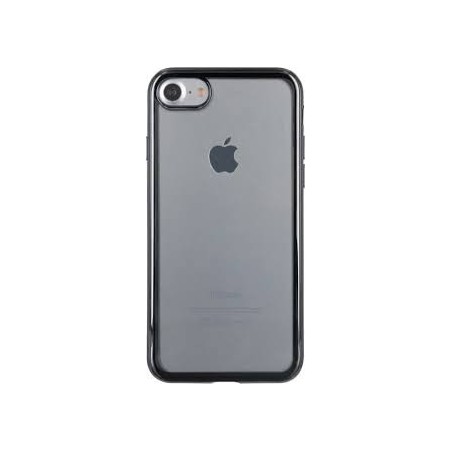 Coque pour iPhone 6/6S7/8 semi-rigide transparente et contour métal gris