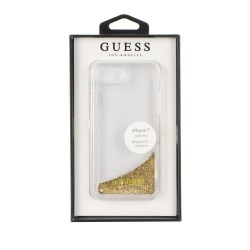 Coque pour iPhone 6/6S/7/8 rigide liquide avec paillettes dorées Guess 