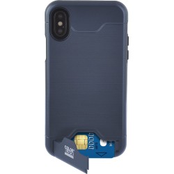 Coque  pour iPhone X/XS rigide Colorblock bleu foncé avec porte-cartes