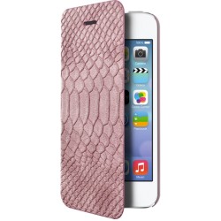 Etui pour iPhone 5/5S - folio effet croco rose