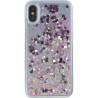 Coque iPhone X/XS rigide liquide avec paillettes roses