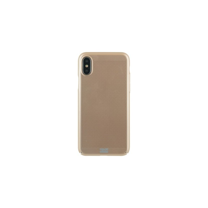Coque iPhone X/XS rigide perforée dorée Colorblock