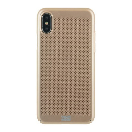 Coque iPhone X/XS rigide perforée dorée Colorblock