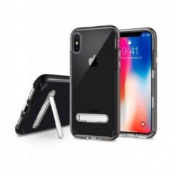 Coque Iphone XS MAX Hybrid avec support stand aimanté en métal noir