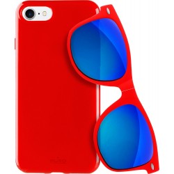 Coque pour iPhone7/8 - semi rigide rouge avec lunette de soleil