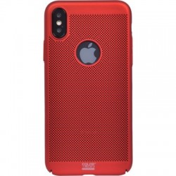 Coque rigide perforée rouge Colorblock pour iPhone X/XS