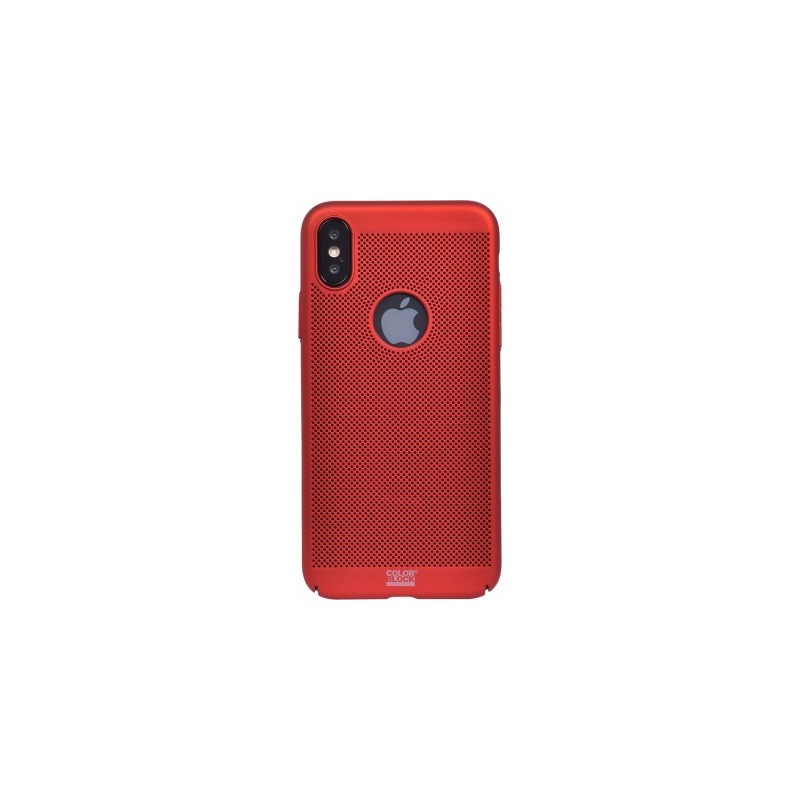 Coque rigide perforée rouge Colorblock pour iPhone X/XS