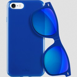 Coque iPhone 7/8 semi-rigide bleue avec lunettes de soleil