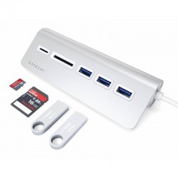 Satechi - Adaptateur USB-C vers USB et lecteur carte SD - Argent