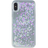 Coque pour iPhone X/XS - transparente avec paillettes blanches