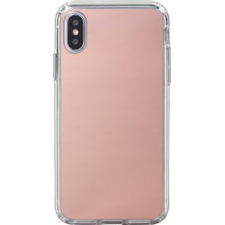 Coque pour iPhone X/XS semi-rigide transparente miroir rose