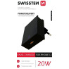 Chargeur Swissten USB C 20W noir