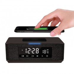 Enceinte Bluetooth® 10W - radio réveil FM - Charge induction Qi