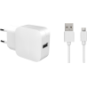 Chargeur maison 2.4A IC Smart + Câble USB A/micro USB Blanc Bigben