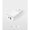 Double Chargeur maison USB A+C 5.4A (2.4+3A) IC Smart Recyclable Blanc Just Green